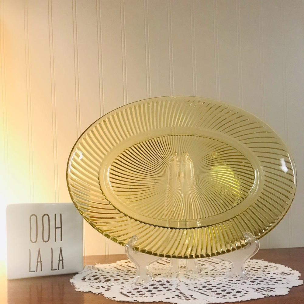 Vintage Yellow Depression Glass Platter